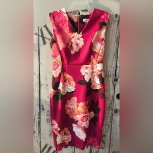 Calvin Klein Floral Dress in Pink and White